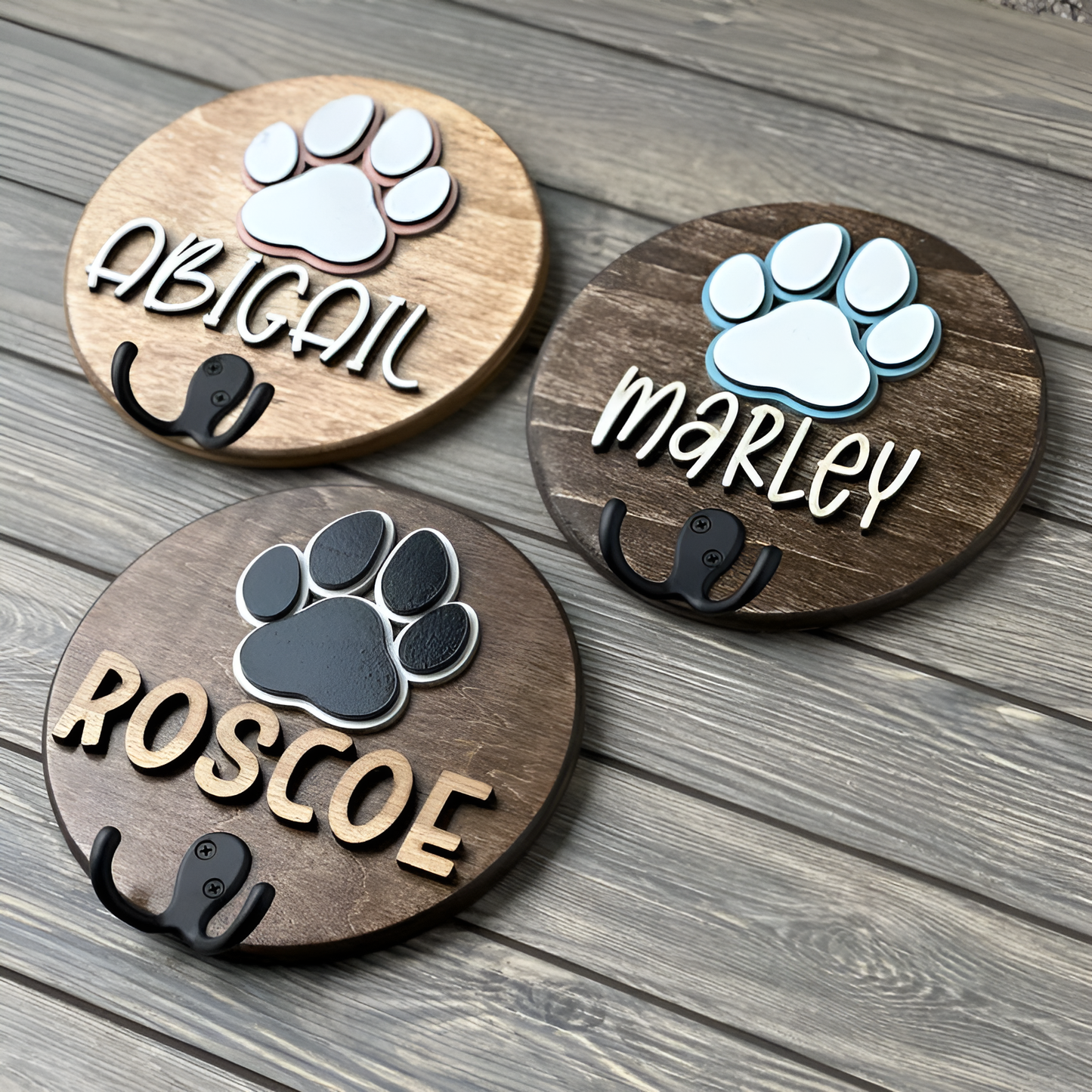 Leash Holder Pet Circle Shape, Personalized Key Hanger, Unique Gift For Pet Owners, Pet Lovers