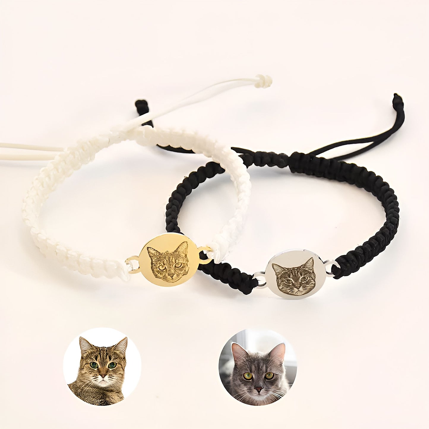 Personalized Engraved Pet Portrait Braided Rope Bracelet, Custom Pet Photo Bracelet, Gift For Pet Lovers