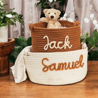 Personalized Pet Cotton Rope Toy Basket, Custom Pet Name Basket, Gift For Pet Lovers