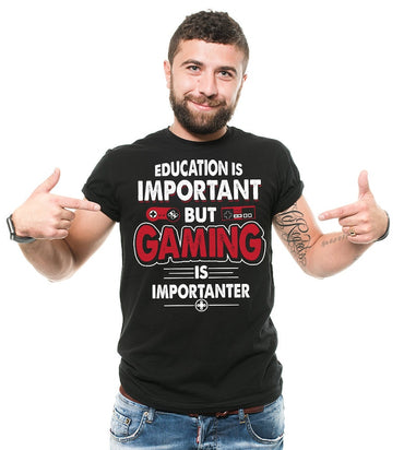 Gaming T-shirt Funny Gamer T shirt Education Is Important Funny Cyber sport T-shirt Video Games T-Shirts - Msix Apparel - T Shirt