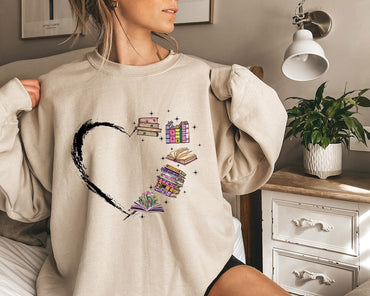 Book Lover Sweatshirt, Library Sweatshirt, Book Reader Sweatshirt, Reading Sweatshirt, Book Lover Gift, Books Heart Sweatshirt - Msix Apparel - Sweatshirt