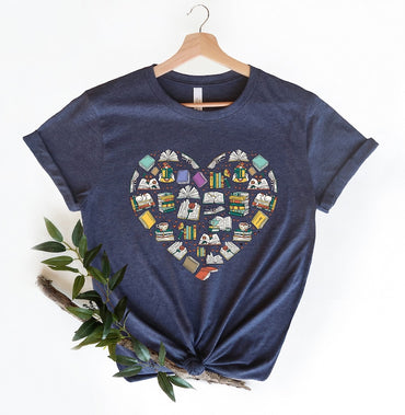 Books Heart shirts women, Book Lovers T-shirt, Gift For Bookworms, Gift For Teachers, gift for librarian - Msix Apparel - T Shirt