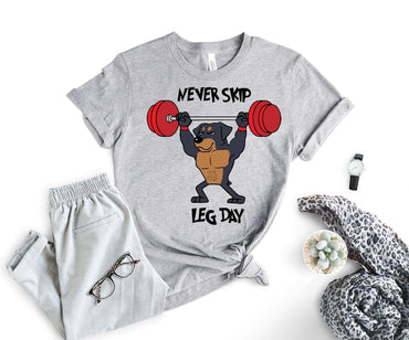 Never Skip Leg Day Shirt, Funny Working Out Animal Shirt, Funny Gym Shirt, Workout T-Shirt, Body Building Fitness Shirt, Funny Sport Shirt - Msix Apparel - T Shirt