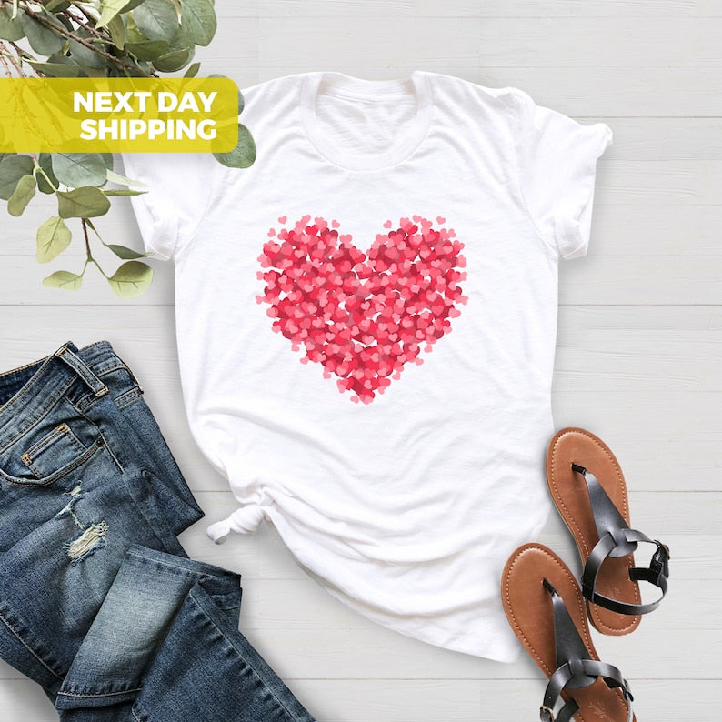 Double Heart Tshirt, Women Girl Heart, Gift for Her, Love Tee, Love Tshirt, Gift For Mom, Heart Tee, Teacher Gift, Christmas Gift - Msix Apparel - T Shirt