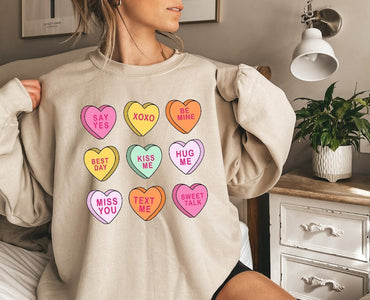 Gift for love, Be Mine Sweatshirt, Conversation Hearts Shirt, XOXO Sweatshirt, Valentines Day Shirt, Gift For Her, Gift For Valentine, Love - Msix Apparel - Sweatshirt