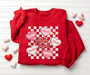 Cute Teacher Valentine Sweatshirt, Retro Heart Sweatshirt, Women's Valentines Day Sweatshirt, Love Valentine Sweatshirt - Msix Apparel - Sweatshirt