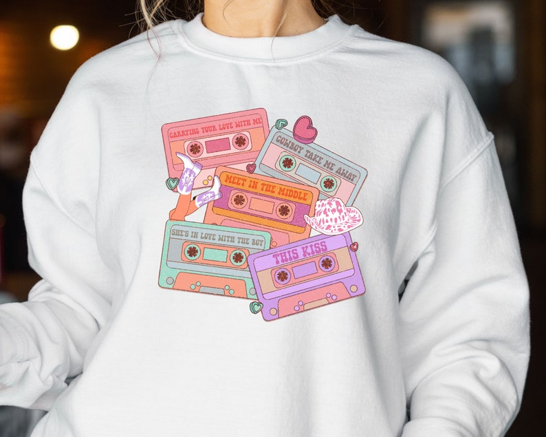 Western 90s Country Music Cassettes Valentines Cowgirl, Valentines Day Sweatshirt, I Love You Hoodie, Western Sweatshirt, Couple Shirt Gift
