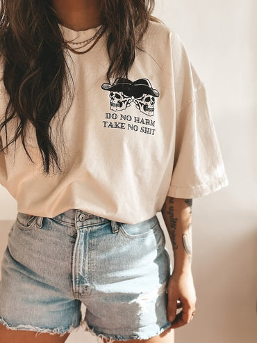 Do no harm take no shit cowboy skelly T Shirt, Vintage Retro Inspired Shirt, Trendy Hippie Graphic Tee - Msix Apparel - T Shirt