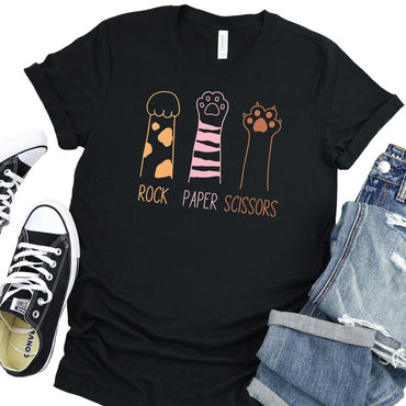 Rock Paper Scissors Shirt, Funny Cat Paw Shirt, Unisex Crewneck Shirt for Cat Lover, Cat Owner Shirt, Cat Paws Shirt - Msix Apparel - T Shirt
