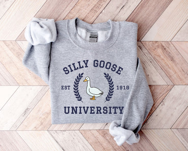 Silly Goose University Crewneck Sweatshirt, Unisex Silly Goose University Shirt, Funny Men's Sweatshirt, Funny Gift for Guys, Funny Goose Tshirt - Msix Apparel - Sweatshirt