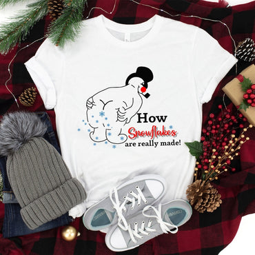 How Snowflake Are Really Made, Funny Snowman T Shirt, Funny Christmas Shirt, Holiday Shirt, Winter Shirt, Snowflake Maker Shirt, Christmas Gift - Msix Apparel - White T shirt