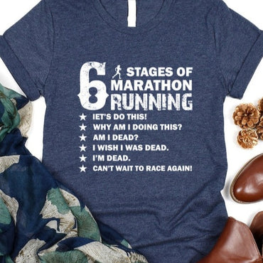 Stages Of Marathon Running Shirt, Marathon Runner Tee, Marathon Gift, Sport Team Tees, Funny Marathon Shirt, Marathon Finisher Shirt For Him - Msix Apparel - T Shirt