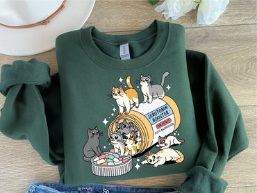 Antidepressant Cat Sweatshirt, Cat Mom Sweater, Funny Cat Shirt, Cat Lover Gift, Therapist Shirt, Cat Owner Gift, Mental Health Matter Shirt - Msix Apparel - Sweatshirt