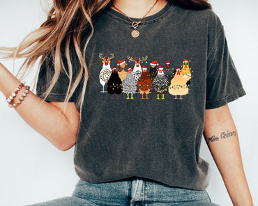 Christmas Chickens Shirt, Cute Farm Chickens Shirt, Animals Christmas Shirt, Funny Christmas Shirt, Chickens Lover Gift, Merry Christmas Tee - Msix Apparel - T Shirt