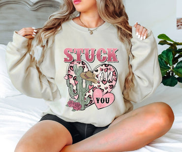Stuck On You Shirt, Western Valentine's Day Shirt, Retro Cactus Valentine's Day Shirt, Valentine's Day Gift, Country Love Couple Shirt - Msix Apparel - T Shirt