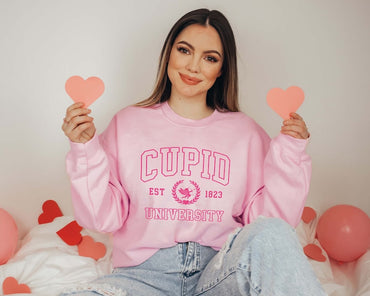 Cupid University Sweatshirt, Cute Valentine's Day Shirt, Funny College Sweatshirt, Love Crewneck Sweatshirt, Cupid Sweater - Msix Apparel - Sweatshirt