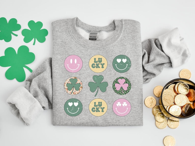 Retro St Patrick's Smiley Clover Disco Shirt, St Patrick's Day Shirt, Saint Patrick's Day Shirt, St Patrick's Smiley Shirt,Kid Patrick Shirt